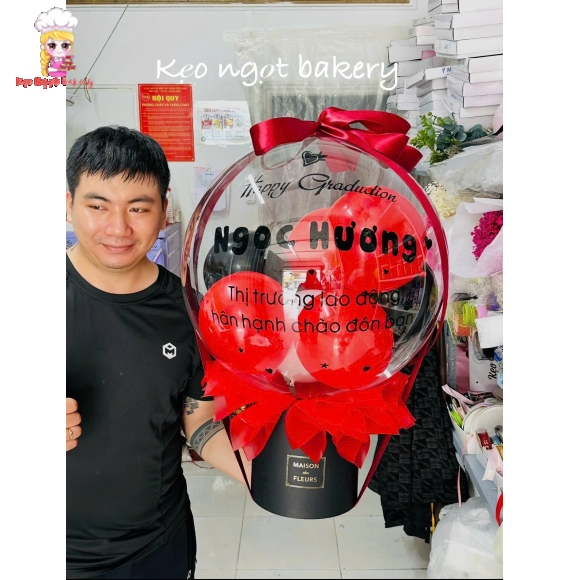 Bóng bay rút tiền tone đỏ tặng bạn nữ 
