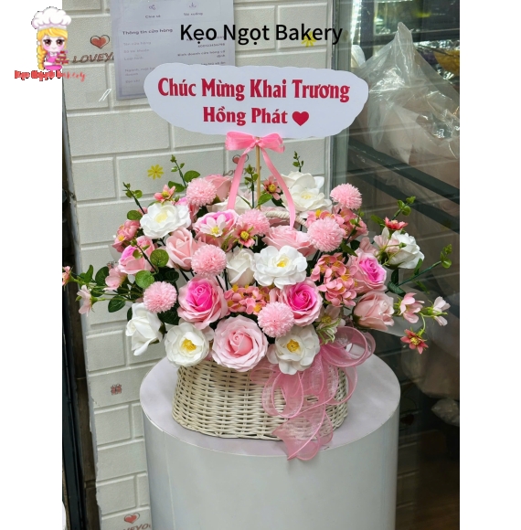 Hoa Mừng khai trương tone hồng 