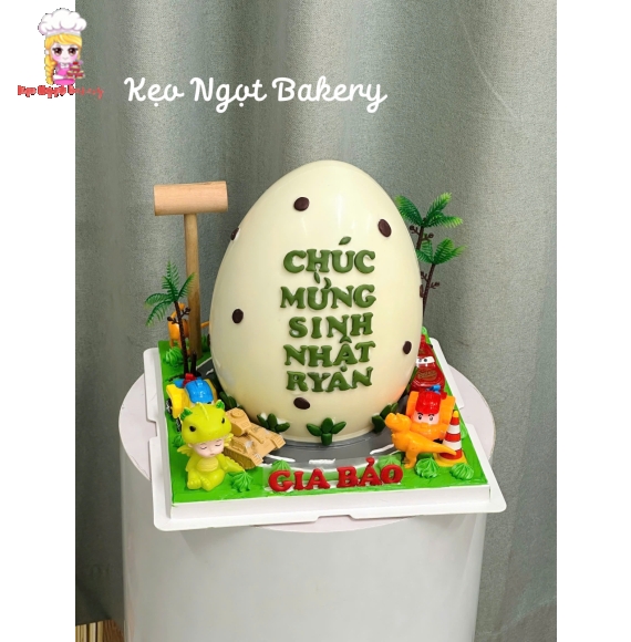 Mẫu bánh đập trứng mix khủng long siêu dễ thương