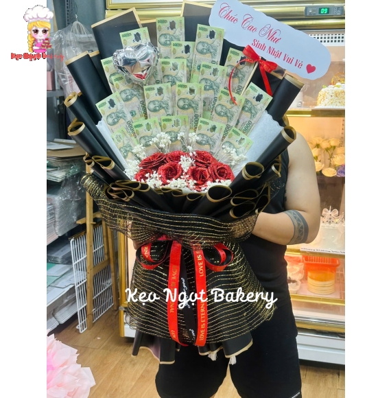 Mẫu hoa tiền 100k mix với hoa sáp siêu hot 