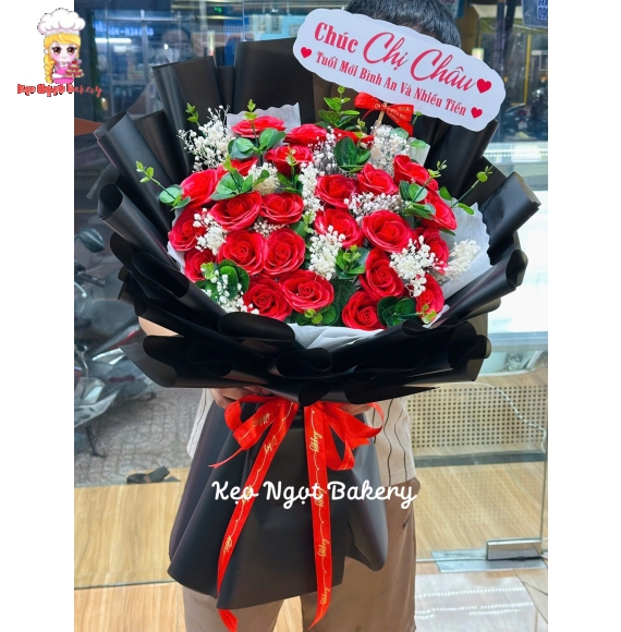 bó hoa tươi tone hồng tặng chị gái 