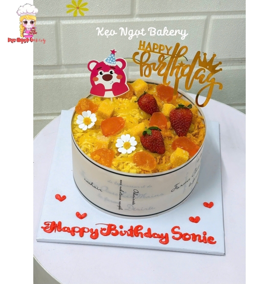 bánh Bông lan trứng muối kem dâu tây tặng sinh nhật 