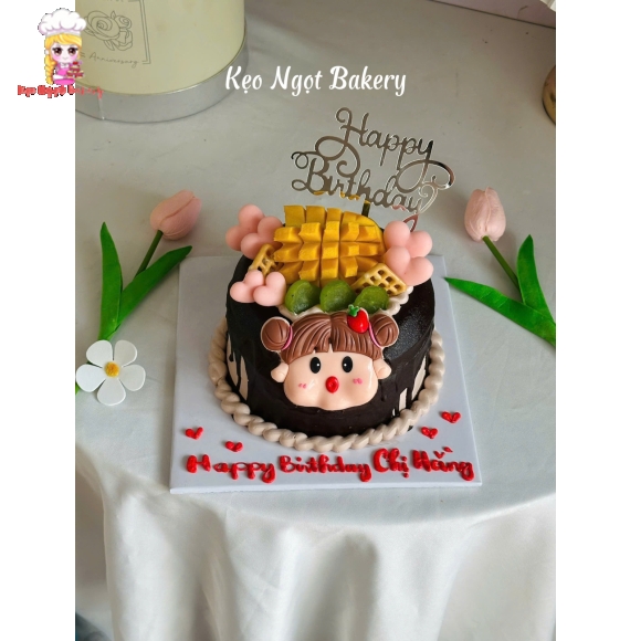 Bánh kem trang trí hoạ tiệt dễ thương tặng bạn nữ