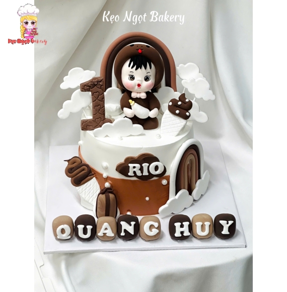 Bánh Kem tone nâu tặng các bé trai 
