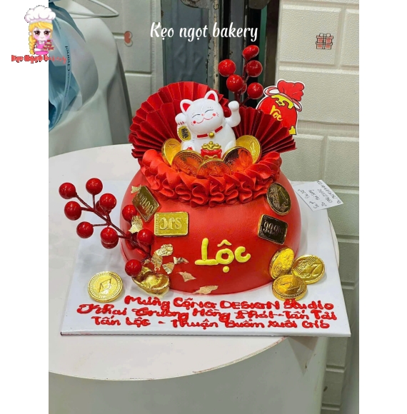 Bánh kem chữ lộc tone đỏ siêu hot 