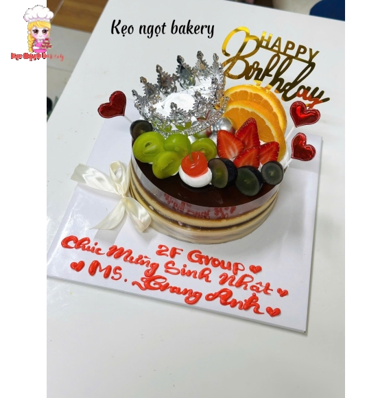 Bánh kem rau câu trái cây kèm vương miệng 