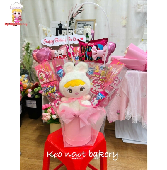mẫu hoa gấu mix bánh keo tone hồng cho các bé gái 