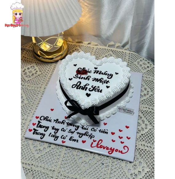 Bánh kem tặng bé anh yêu tone trắng đen