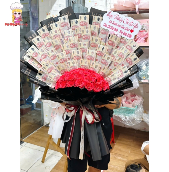 Mẫu hoa tiền đẹp tặng 20/10 tờ 200k