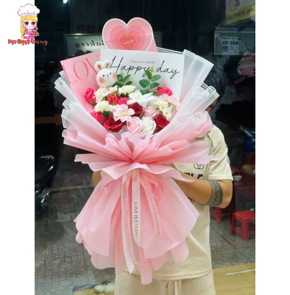 Mẫu hoa sáp  tặng 20/10 tone hồng