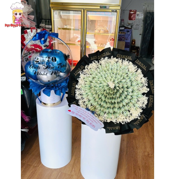 Combo bóng bay và hoa tiền 100 tờ