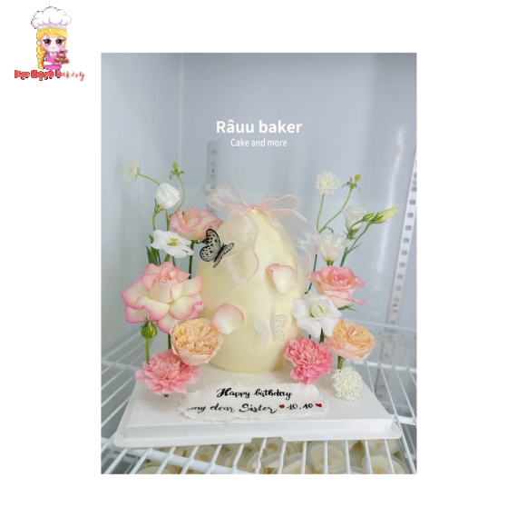 Mẫu bánh đập trứng hot kèm hoa tươi