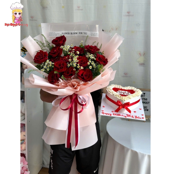 Combo hoa tươi bánh kem rút tiền