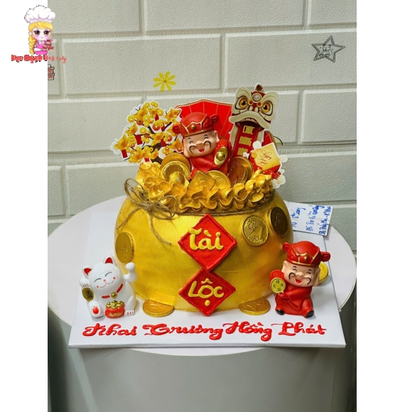 Bánh mừng tân gia thần tài chữ Tài Lộc
