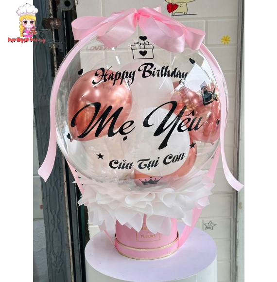 bóng bay rút tiền tặng mẹ tone hồng siêu dễ thương