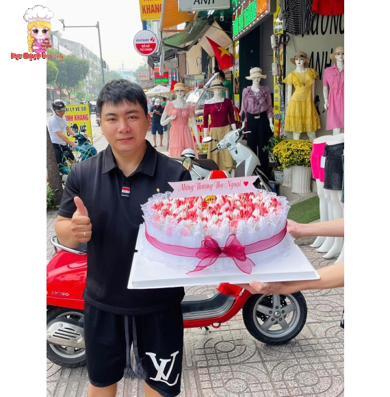 Bông hoa sáp tone hồng trắng cuộn nơ