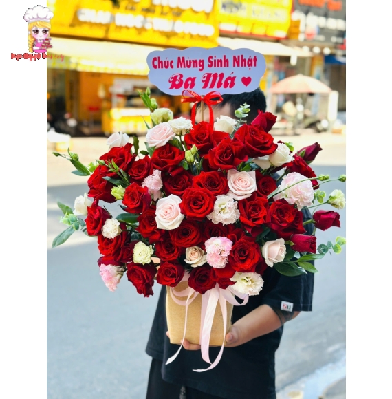 Hoa sáp màu hồng với màu đó tặng ba má 