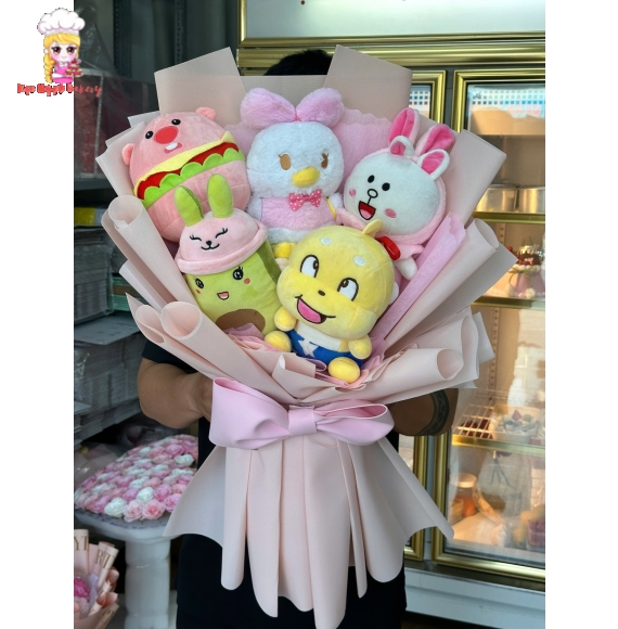 giỏ hoa gấu đủ màu tặng người yêu