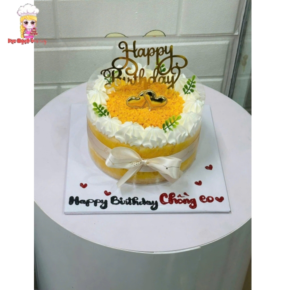 Bánh bông lan trứng muối tặng sinh nhật chồng 