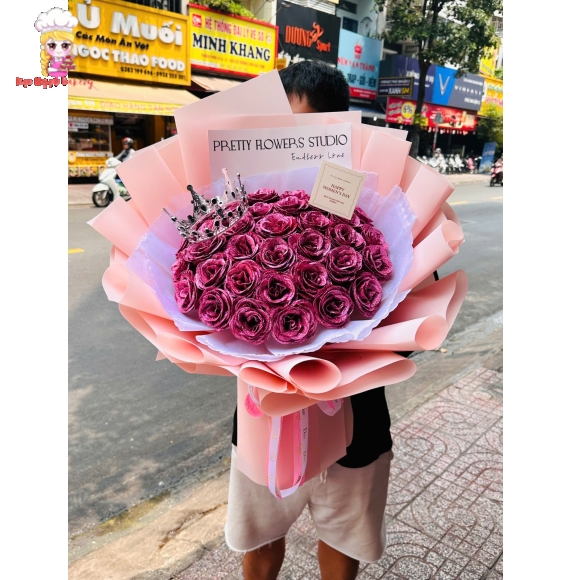 Hoa sáp tone tím kèm vương miệng tại Kẹo Ngọt