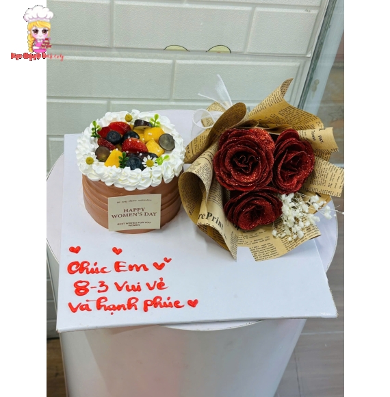 Combo hoa sáp kết với bánh kem tặng em