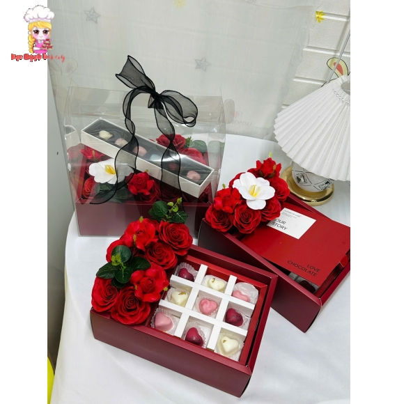 Combo hoa sáp và socola tặng valentine 