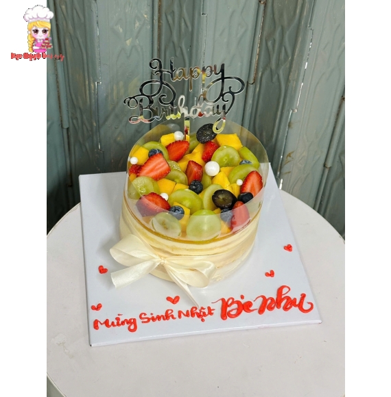 Bánh kem bắp phủ đầy trái cây tặng sinh nhật bạn 