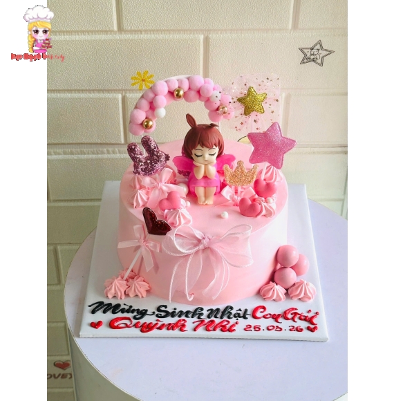 Bánh kem tone hồng tặng bé gái 