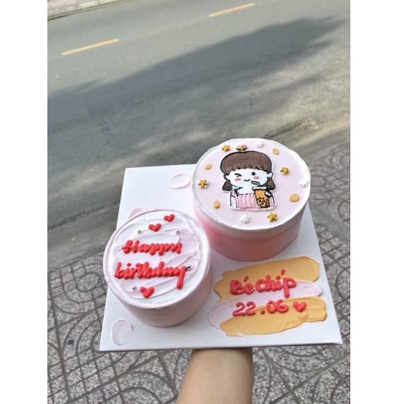 Bánh kem đôi tone hàn quốc siêu cute