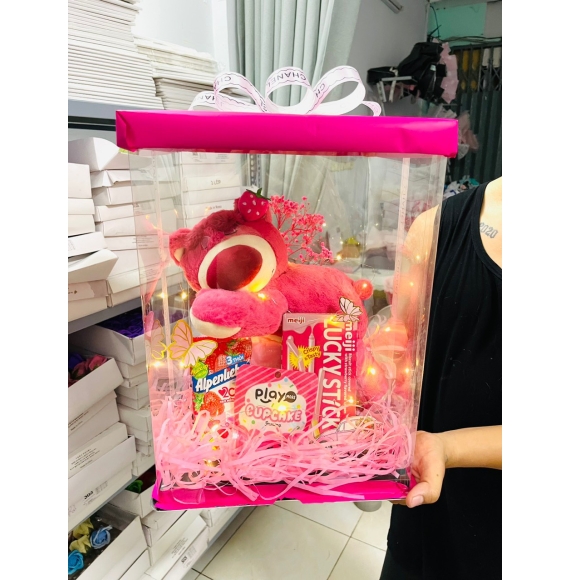 Gấu dâu hộp meca full Hồng 01