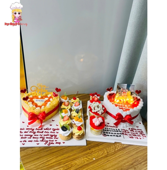 Bánh bông lan trứng muối và bánh kem