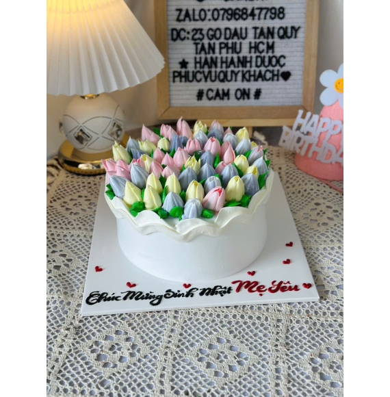 Bánh kem rút tiền Hoa Tulip