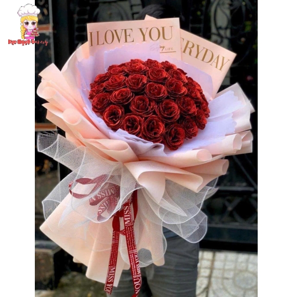 Bó hoa sáp nhủ kim tuyến đẹp