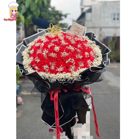 Bó hoa sáp mừng đi sự kiện kết hợp hoa baby