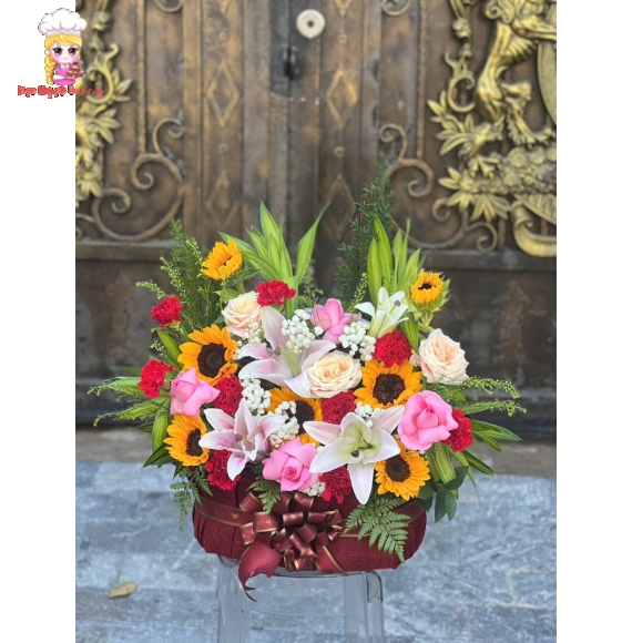 Giỏ hoa chúc mừng đơn giản