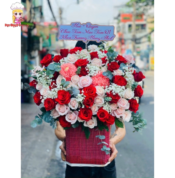 Giỏ hoa chúc mừng sinh đi khai trương quận 2