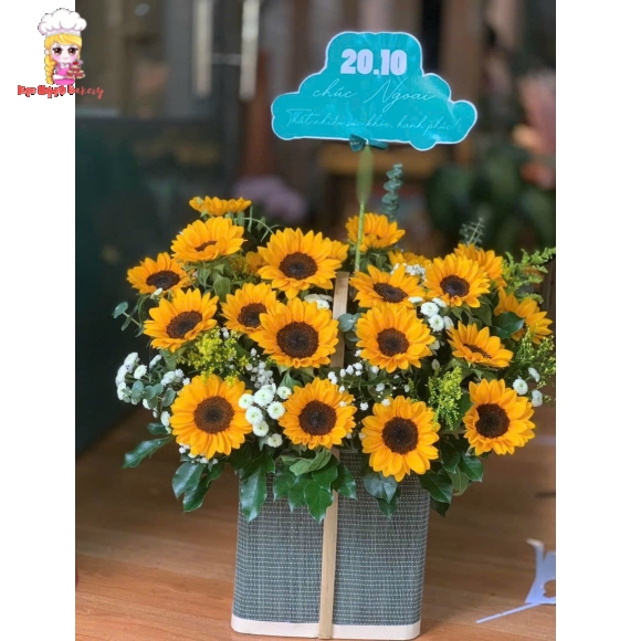 Giỏ hoa hướng dương đi khai trương
