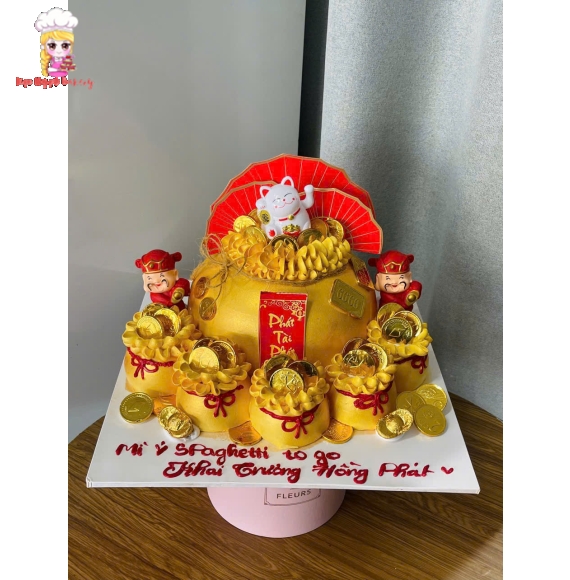 Bánh kem hủ vàng mừng khai trương quận tân phú