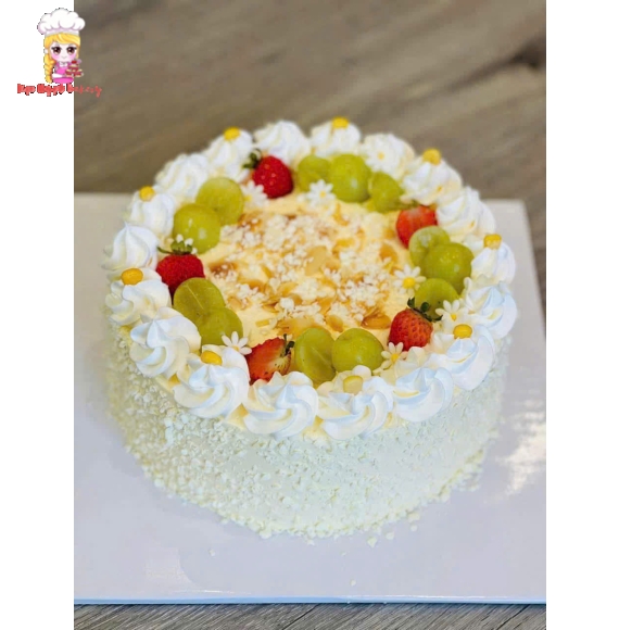 Bánh kem bắp kèm trái cây
