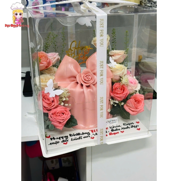 Hộp Bánh Nơ Fondant Luxury tone hồng