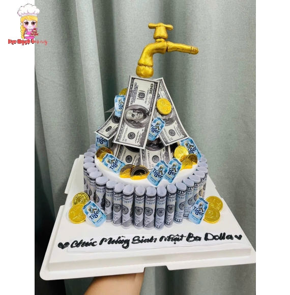 Bánh sinh nhật tiền đô tặng bố