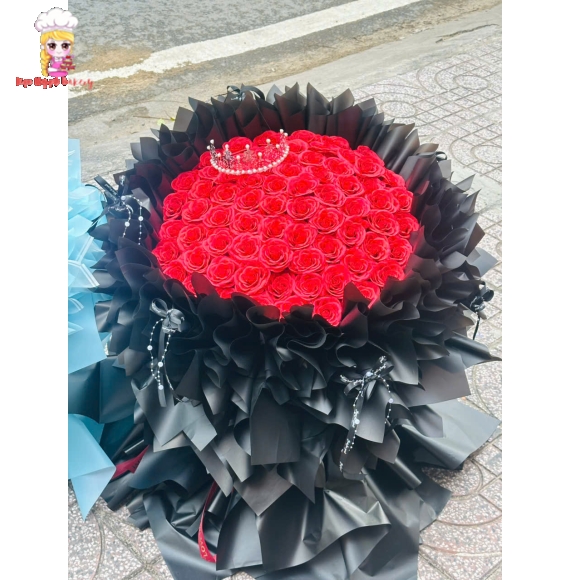 Bó hoa sáp khổng lồ tone đỏ