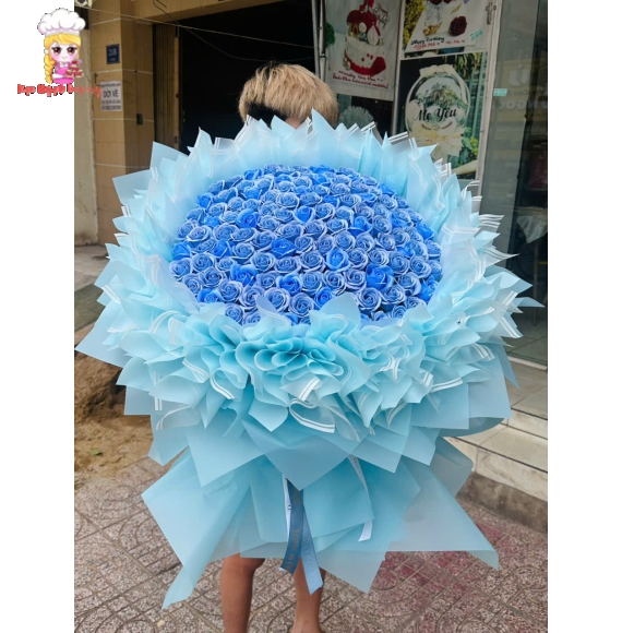 Bó hoa sáp khổng lồ tone xanh