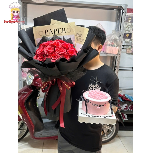 Bánh và hoa sáp tặng em yêu 