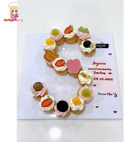 Bánh su kem tặng sinh nhật chữ S
