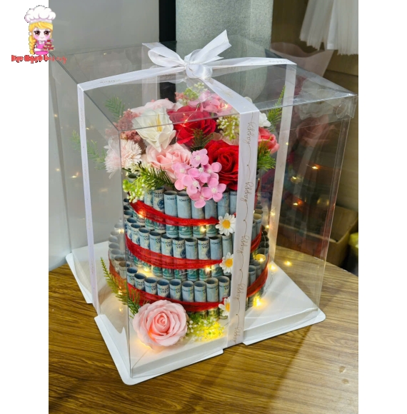 Tháp tiền bánh sinh nhật tờ 20k