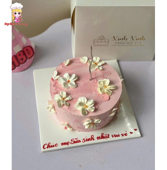 Bánh kem theo kiểu hàn quốc tone hồng