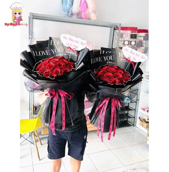 Hoa sáp kim tuyến tone đỏ