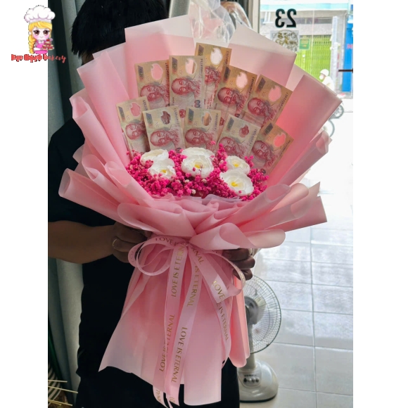 Bó hoa tiền 200k kèm hoa sáp