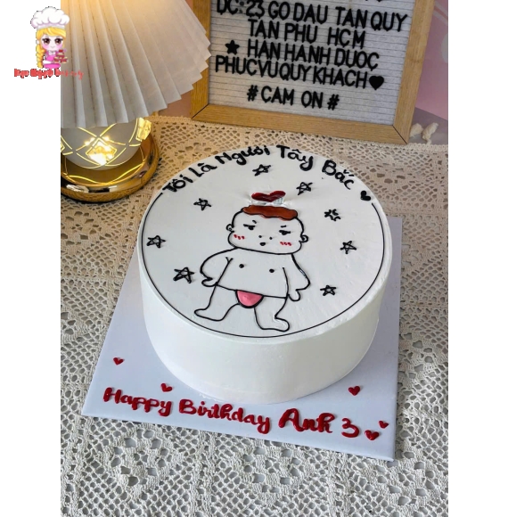 Bánh kem vẻ hình chibi bựa nhây